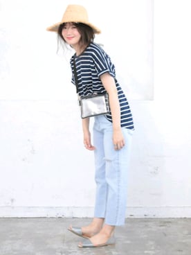 「DONOBAN（ドノバン）のアイテム（サンダル）」を使った、DONOBAN OFFICIALさん（レディース・165cm）の夏コーディネート