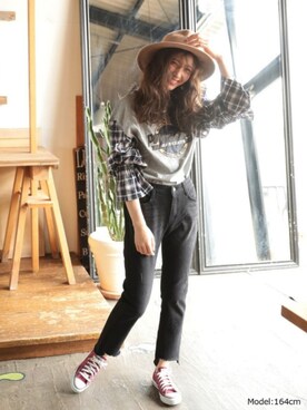 「DONOBAN（ドノバン）のアイテム（ハット）」を使った、DONOBAN OFFICIALさん（レディース・165cm）の秋コーディネート