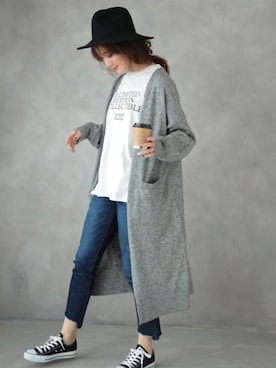 「ロングカーディガン」｜DONOBAN OFFICIALさん（レディース・165cm）の秋コーディネート