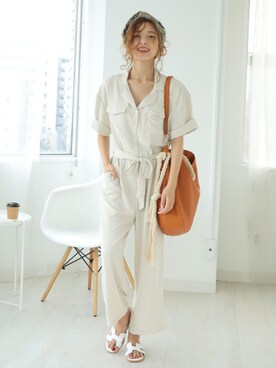 「DONOBAN（ドノバン）のアイテム（オールインワン・サロペット）」を使った、DONOBAN OFFICIALさん（レディース・165cm）の夏コーディネート