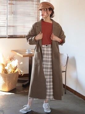 「DONOBAN（ドノバン）のアイテム（チェスターコート）」を使った、DONOBAN OFFICIALさん（レディース・165cm）の秋コーディネート