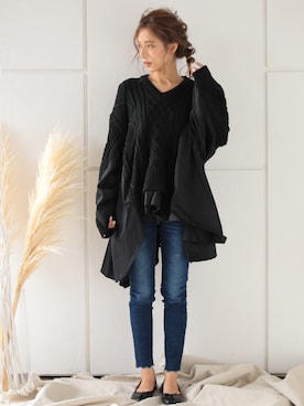 「DONOBAN（ドノバン）の【ブラック系その他/ZOZO限定カラー】フラット足袋パンプス（パンプス）」を使った、DONOBAN OFFICIALさん（レディース・165cm）の秋コーディネート