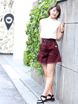 「キュロット」｜「アイテム（アナログ腕時計）」を使った、#88さん（レディース・168cm）の夏コーディネート