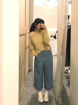 「blue」｜「アイテム（チノパンツ）」を使った、SPさん（レディース・163cm）の春コーディネート