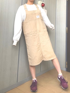 「GOGOSING（ゴゴシング）のアイテム（オールインワン・サロペット）」を使った、mikanさん（レディース・160cm）の春コーディネート