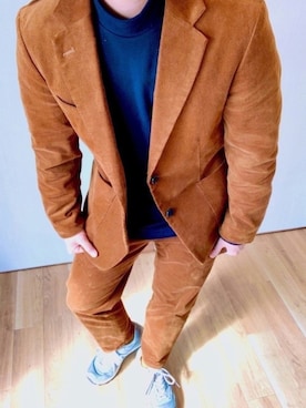 「チョコ色に染まれ」｜「アイテム（セットアップ）」を使った、D（＾_＾）さん（メンズ・158cm）の冬コーディネート