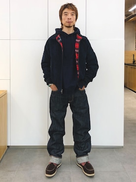 「RMCのアイテム（パンツ）」を使った、Ansonさん（メンズ・178cm）の冬コーディネート