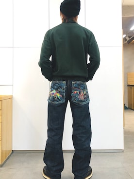 「RMCのアイテム（パンツ）」を使った、Ansonさん（メンズ・178cm）の冬コーディネート