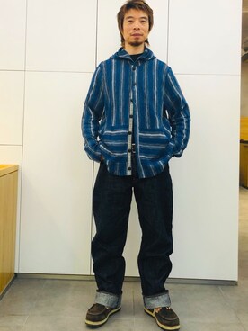 「RMCのアイテム（パンツ）」を使った、Ansonさん（メンズ・178cm）の冬コーディネート