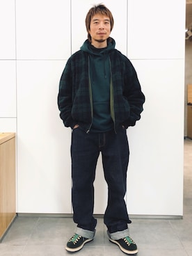 「RMCのアイテム（パンツ）」を使った、Ansonさん（メンズ・178cm）の冬コーディネート