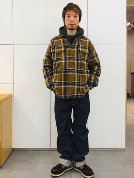 「RMCのアイテム（パンツ）」を使った、Ansonさん（メンズ・178cm）の冬コーディネート