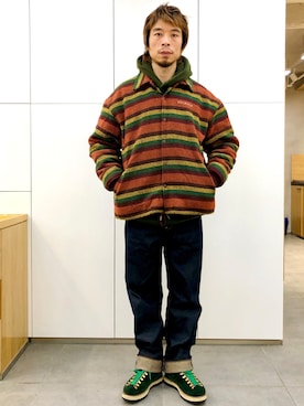 「RMCのアイテム（パンツ）」を使った、Ansonさん（メンズ・178cm）の冬コーディネート