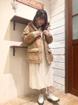「Samansa Mos2 blue（サマンサモスモスブルー）のアイテム（その他アウター）」を使った、ミヅキさん（レディース・151cm）の冬コーディネート