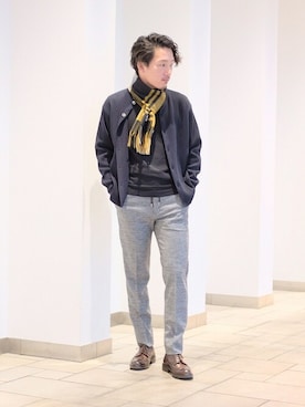 「BATONER（バトナー）のアイテム」を使った、稲葉さん（メンズ・173cm）の冬コーディネート