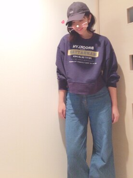 「OZOC（オゾック）のアイテム（スウェット）」を使った、riekoさん（レディース・158cm）の秋コーディネート