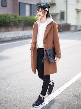 「UNIQLO（ユニクロ）のWOMEN ウルトラストレッチジーンズ（デニムパンツ）」を使った、プチプラのあやさん（レディース・167cm）の冬コーディネート