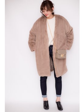 「UNIQLO（ユニクロ）のWOMEN ウルトラストレッチジーンズ（デニムパンツ）」を使った、プチプラのあやさん（レディース・167cm）の冬コーディネート