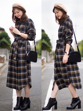 「CHEER CLOSET（チアクローゼット）の【プチプラのあや】ハーフムーンショルダーバッグ（ショルダーバッグ）」を使った、プチプラのあやさん（レディース・167cm）の秋コーディネート