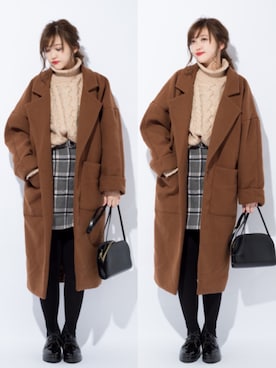 「CHEER CLOSET（チアクローゼット）の【プチプラのあや】ハーフムーンショルダーバッグ（ショルダーバッグ）」を使った、プチプラのあやさん（レディース・167cm）の冬コーディネート