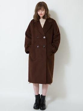 「ハニーズ」｜「アイテム（チェスターコート）」を使った、プチプラのあやさん（レディース・167cm）の冬コーディネート
