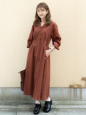 「RETRO GIRL（レトロガール）のアイテム（シャツワンピース）」を使った、プチプラのあやさん（レディース・167cm）の秋コーディネート