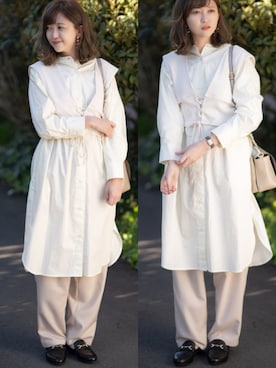「しまむら（シマムラ）のアイテム（アンサンブル）」を使った、プチプラのあやさん（レディース・167cm）の春コーディネート