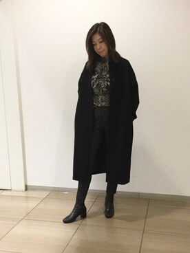 「NARACAMICIE（ナラカミーチェ）のアイテム（ノーカラーコート）」を使った、K.Tさん（レディース・167cm）の冬コーディネート