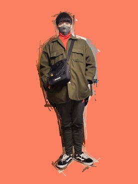 「オリーブ」｜「アイテム（その他アウター）」を使った、久高氏さん（メンズ・175cm）の冬コーディネート