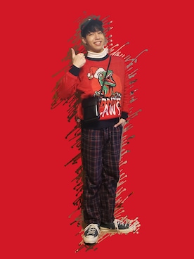 「アイテム（その他トップス、ホワイト系）」を使った、久高氏さん（メンズ・175cm）の冬コーディネート