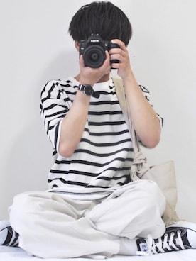 「Daniel Wellington（ダニエルウェリントン）の販売終了クラシックペティット アッシュフィールド32mm（アナログ腕時計）」を使った、hiroさん（メンズ・161cm）の夏コーディネート