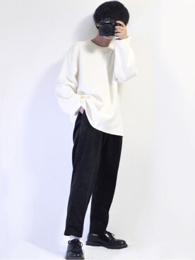 「WYM LIDNM（ウィム バイ リドム）のMILANO RIB HEAVY WEIGHT PO KNIT（ニット/セーター）」を使った、hiroさん（メンズ・161cm）の秋コーディネート