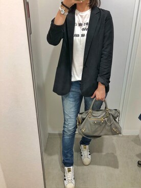 「西裝外套」｜「アイテム（アクセサリー）」を使った、Kさん（レディース・170cm）の冬コーディネート