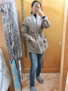 「西裝外套」｜「アイテム（チェスターコート）」を使った、Kさん（レディース・170cm）の冬コーディネート