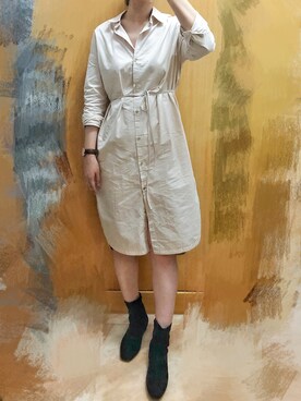 「MEIER.Q（マイヤーキュー）のアイテム（シャツワンピース）」を使った、Kさん（レディース・170cm）の秋コーディネート