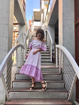 「アイテム（ワンピース/ドレス、パープル系）」を使った、しみおさん（レディース・160cm）の春コーディネート