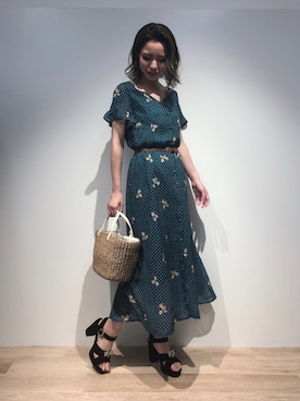 「アイテム（ワンピース/ドレス、グリーン系）」を使った、しみおさん（レディース・160cm）の夏コーディネート