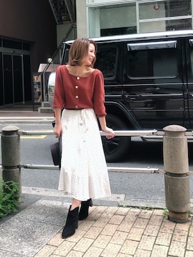 「ドット柄」｜しみおさん（レディース・160cm）の秋コーディネート