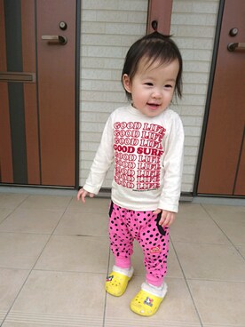「1歳半」｜「アイテム（その他シューズ）」を使った、Nanairo,さん（キッズ・80cm）の春コーディネート