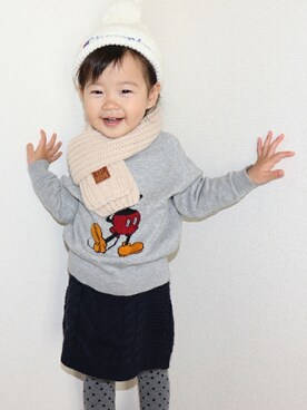 「2歳3ヶ月」｜「アイテム（ニットキャップ/ビーニー）」を使った、Nanairo,さん（キッズ・80cm）の冬コーディネート