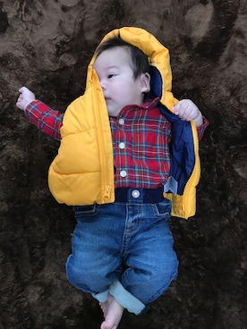 「babygap」｜「アイテム（ダウンベスト）」を使った、♔.ﾟsouﾟ♔さん（キッズ・60cm）の秋コーディネート