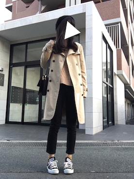 「Honeys（ハニーズ）のアイテム（ニット/セーター、ベージュ系）」を使った、はーちゃろさん（レディース・162cm）の冬コーディネート