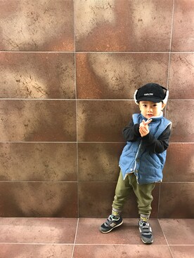 「Rodeo Crowns（ロデオクラウンズ）のアイテム（ジャケット/アウター）」を使った、リンズーさん（キッズ・90cm）の冬コーディネート