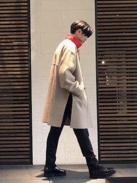 「CINOH（チノ）のアイテム（ステンカラーコート）」を使った、いくともさん（メンズ・182cm）の夏コーディネート