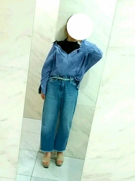 「襟抜きシャツ」｜Kさん（レディース・159cm）の秋コーディネート