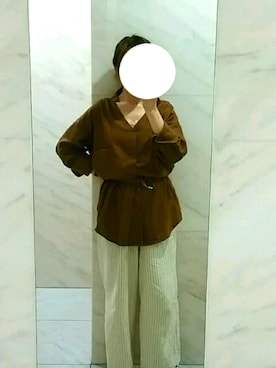 「襟抜きシャツ」｜Kさん（レディース・159cm）の秋コーディネート