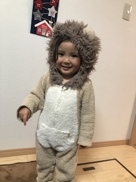 「パジャマ」｜「アイテム（オールインワン・サロペット）」を使った、m0929rikさん（キッズ・90cm）の冬コーディネート