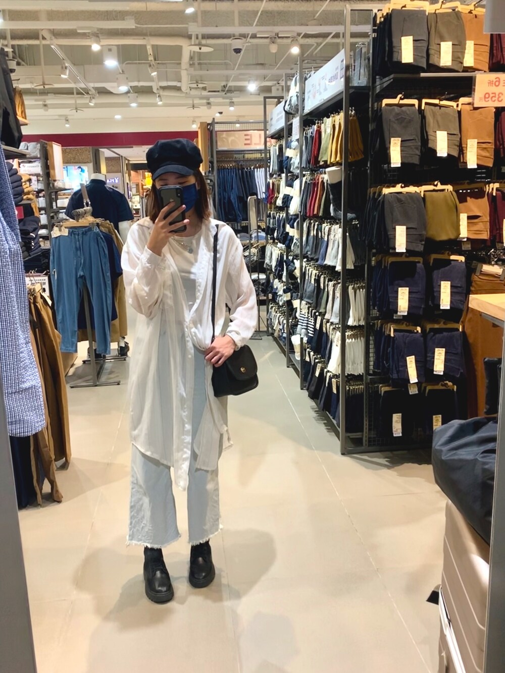 「GU、MUJI」｜「NETのアイテム（キャップ、ブラック系）」を使った、Carolさん（レディース・168cm）の夏コーディネートの1枚目の写真