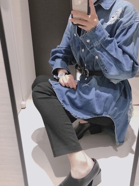 「ジーナシス」｜「アイテム（スラックス）」を使った、りり。さん（レディース・160cm）の春コーディネート