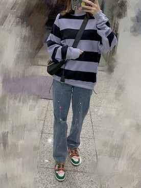 「ADER error（アーダーエラー）のアイテム（パンツ）」を使った、坂田マンゴーさん（レディース・161cm）の秋コーディネート