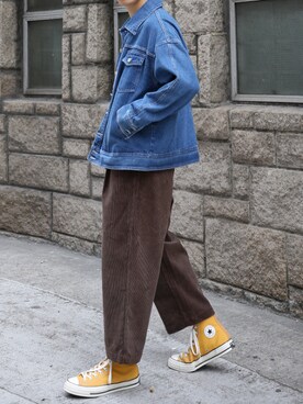 「CONVERSE（コンバース）のアイテム（パンツ）」を使った、ONECEさん（メンズ・181cm）の冬コーディネート
